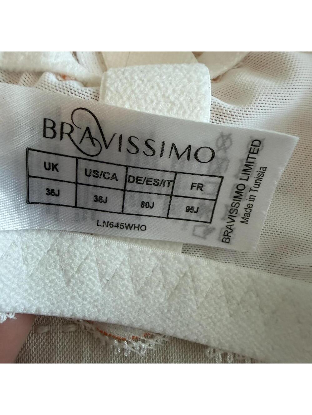 NWOT Bravissimo Amelia Lingerie Wired Balconette Bra Orange/White - 36J - Picture 4 of 6